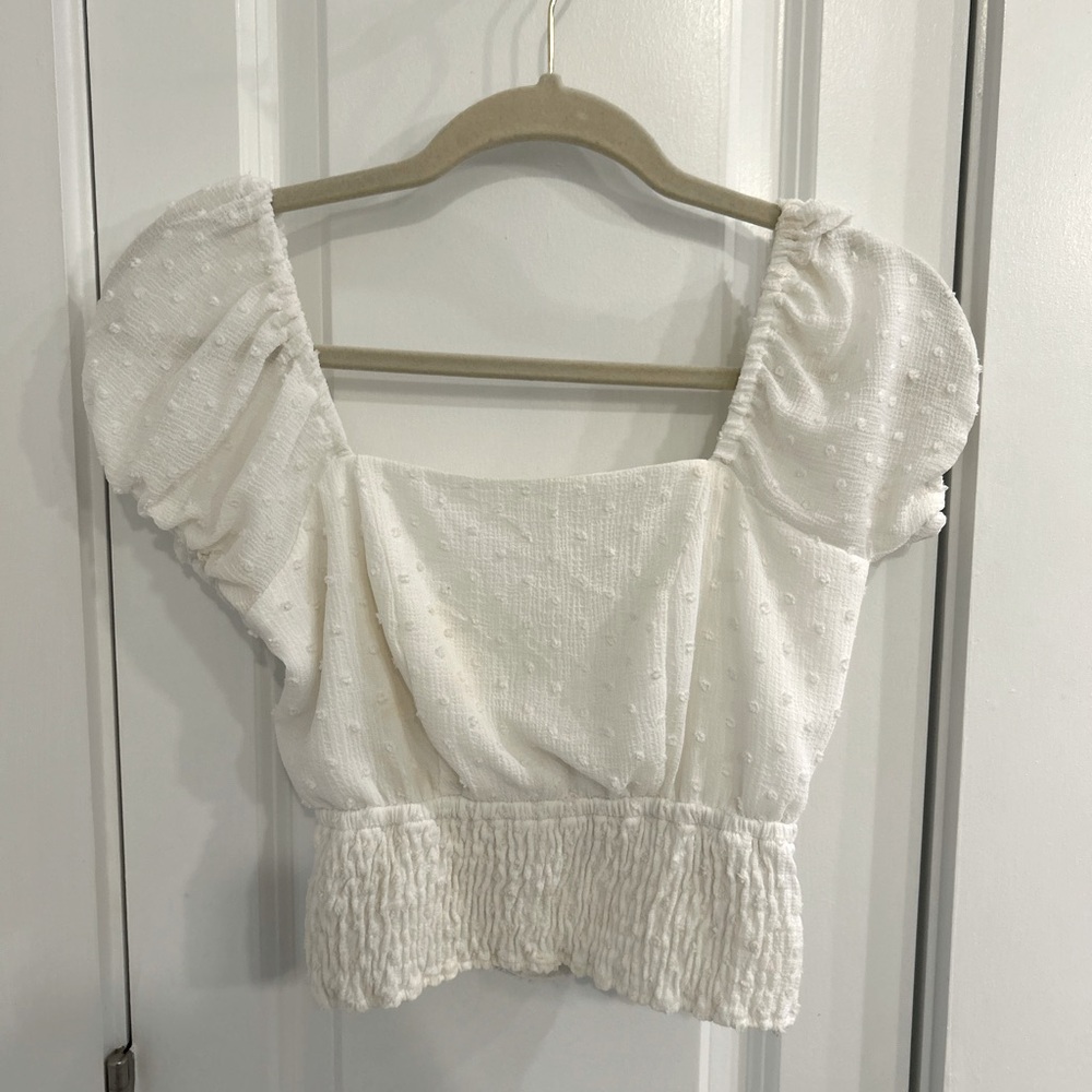 Sim & Sam White Polka Dot Crop Top